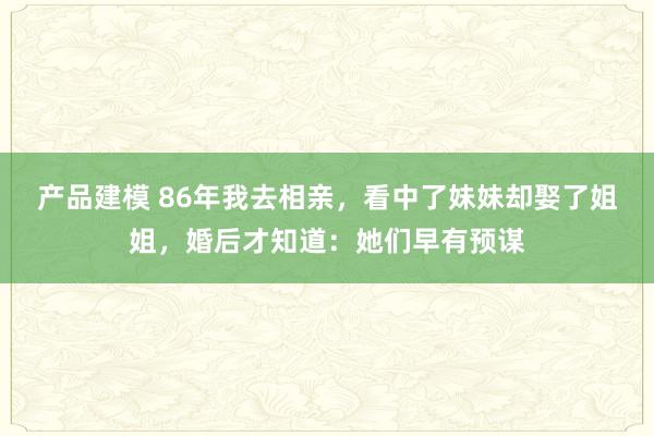 产品建模 86年我去相亲，看中了妹妹却娶了姐姐，婚后才知道：她们早有预谋