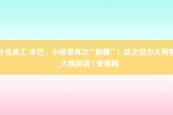 外包美工 辛巴、小杨哥再次“闹翻”！这次因为大闸蟹 _大皖新闻 | 安徽网