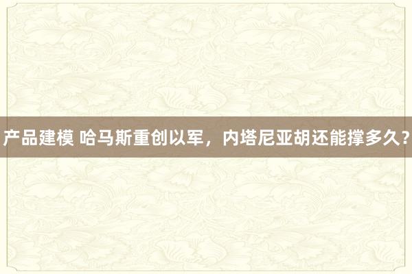 产品建模 哈马斯重创以军，内塔尼亚胡还能撑多久？