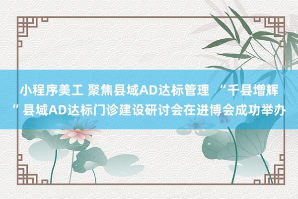 小程序美工 聚焦县域AD达标管理  “千县增辉”县域AD达标门诊建设研讨会在进博会成功举办